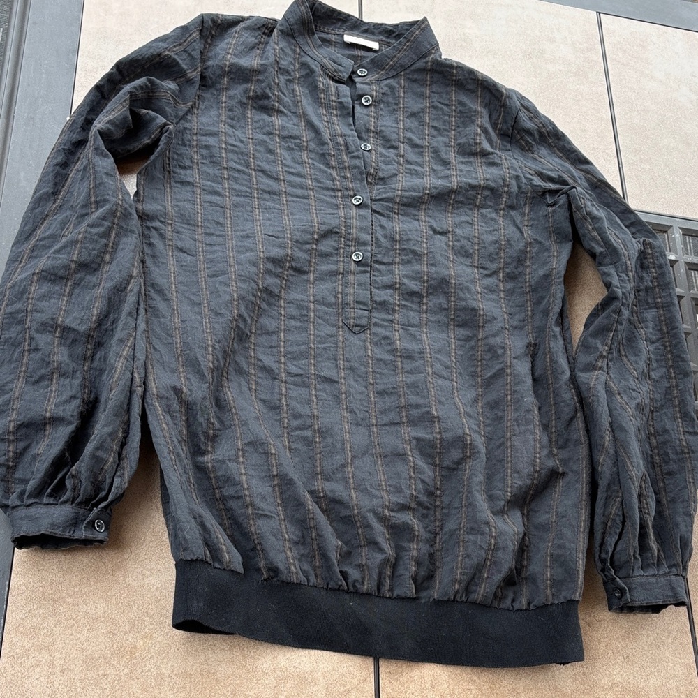 Mauro Grifoni Men’s Black Brown Striped Shirt-M